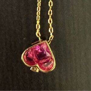 Kate Spade 16” Gold Tone Pink Spade Charm Necklace